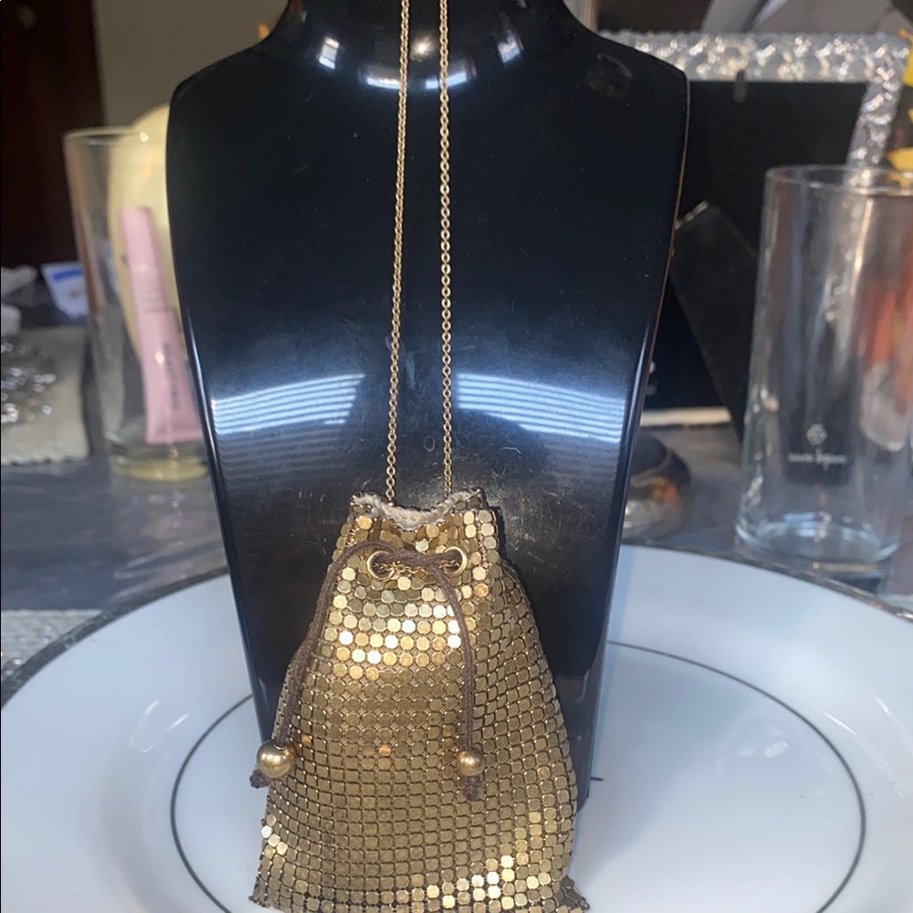 Club Monaco Gold Mini Mesh Bag necklace!